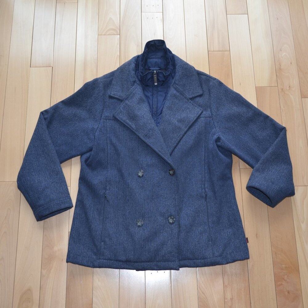 Woolrich Pea Coat Gray Wool Coat Jacket Size Large